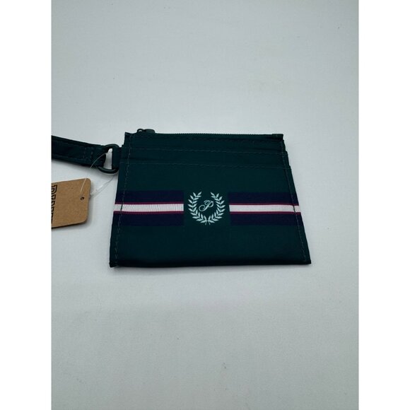 Victoria's Secret PINK Card Zip ID Green with Stripes Wristlet - Picture 1 of 3